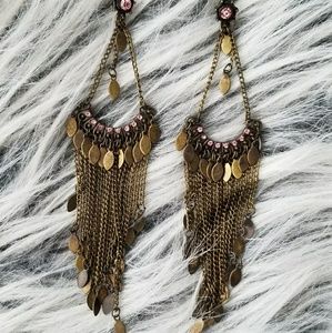 4" rustic gold chain chandelier earrings